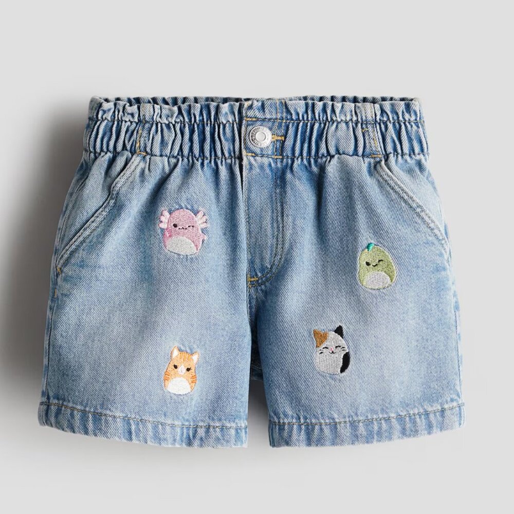 H&M Embroidered Squishmallow Jean Shorts, Size 6-7